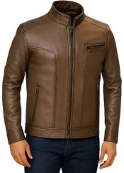 تصویر کاپشن چرم طبیعی مردانه آکو Ako