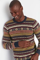 تصویر پلیور مردانه رنگارنگ برند trendyol man TMNAW21KZ0377 Bordo Erkek Slim Fit Bisiklet Yaka Jakarlı Kazak TMNAW21KZ0377