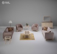 تصویر مبل ۸ نفره ملورین کرم صدفی 