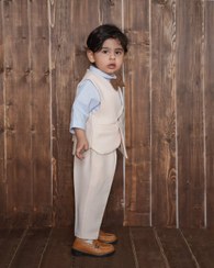 تصویر جلیقه شلوار همراه با پیرهن و پاپییون 