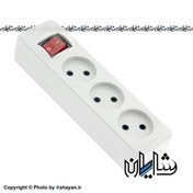 تصویر سه خانه بدون ارت با کلید و کابل 1.8 متری پارت الکتریک سری شهاب (کد: 850) PART ELECTRIC Power protection