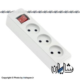 تصویر سه خانه بدون ارت با کلید و کابل 1.8 متری پارت الکتریک سری شهاب (کد: 850) PART ELECTRIC Power protection