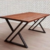 تصویر میز نهار خوری فلزی و چوبی 