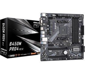 تصویر مادربرد ASRock B450M PRO4 R2.0 ASRock B450M PRO4 R2.0 AM4 AMD Promontory B450 SATA 6Gb/s Micro ATX AMD Motherboard