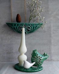 تصویر ست دکوری سرامیکی و شمع تزئینی مدل مرغ آمین 