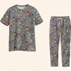 تصویر ست تی شرت و شلوار راحتی زنانه جنس گیاهی طرح کاکتوس 