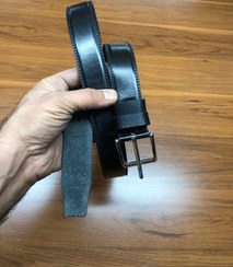 تصویر کمربند ۳/۵ تک لایه گاوی - مشکی Leather belt
