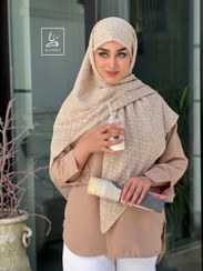 تصویر روسری وال نخی ژاکارد گلریز کرم 