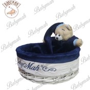 تصویر سبد لوسیون لوازم بهداشتی کودک گرد خرس تدی رنگ سرمه ای 