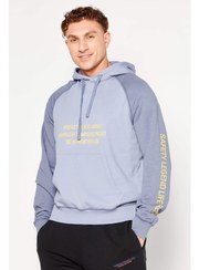 تصویر سویشرت مردانه با کلاه و بند کشی، آستین بلند و طرح گرافیکی، خاکستری برند diesel Men Hood With Drawstring Long Sleeve Graphic Print Sweatshirt, Grey