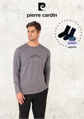 تصویر ست پیژامه مردانه فاق نرمال آستین بلند طرح دار | پیر کاردین Pierre Cardin L1.PC.6101.001 