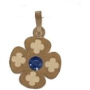 تصویر پلاک طلا زنانه گل تک نگین آبی 