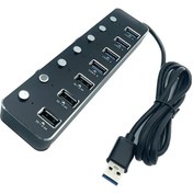 تصویر هاب USB 3.0 کی نت مدل H10 ظرفیت ۷ پورت کلید دار 