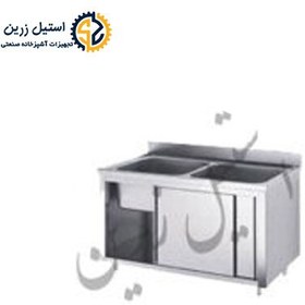 تصویر سینک دو لگنه کابینت دار 