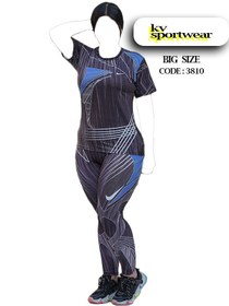 تصویر ست تیشرت لگ سایز بزرگ ورزشی زنانه NIKE کد 0010 Womens big size leg tshirt set NIKE code 0010