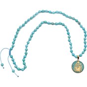 تصویر گردنبند مرغ آمین ۶۵ سانتیمتر با طلا و رنگ فیروزه ای 