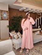 تصویر عبایی جلو باز اماراتی سه تیکه شامل زیره گل بهی و رویی کار شده همرنگ جنس نخی همراه شال کار شده حریر سایز ۴۶ تا ۴۸ ا Abaya Abaya