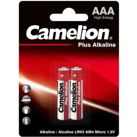 تصویر باتری نیم قلمی کملیون مدل پلاس الکالین بسته 2 عددی battery Camelion Plus Alkaline AAA