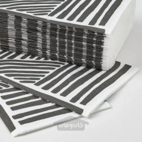 تصویر دستمال کاغذی طرح دار سفید/مشکی ایکیا 38×38 سانتی متر مدل IKEA NÄBBFISK IKEA NÄBBFISK Paper napkin patterned white/black 38x38 cm