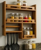 تصویر شلف جا ادویه دیواری چوب روس - سفید 