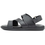 تصویر صندل مردانه شمس مدل Z5 چرم طبیعی رنگ مشکی 