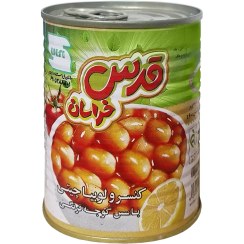 تصویر کنسرو " لوبیا چیتی " قدس خراسان - ( با سس گوجه فرنگی ) حاوی فلفل قرمز و رب گوجه فرنگی ( 350 گرمی ) 