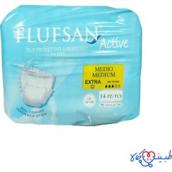تصویر پوشینه شورتی بزرگسالان فلوفسان سایز متوسط بسته 14 عددی Adult diapers flufsan M