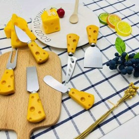 تصویر کارد 6 تایی صبحانه خوری دسته پنیری 