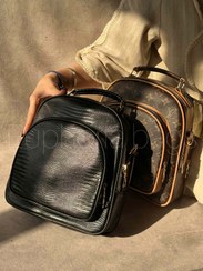 تصویر کوله پشتی یورا سه کاره چرم وارداتی مشکی و طرح لویی ویتون - مشکی louis vuitton