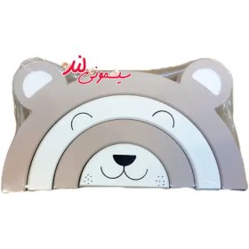 تصویر رنگین کمان چوبی خرس و خرگوش دیزاین اتاق کودک 