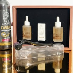 تصویر پک کامل تقویت و رشد مجدد مو EXONIC | اگزو سرم + شامپو خاویار + درمارولر 