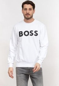 تصویر سویشرت سفید مردانه سویی شرت اورجینال BOSS 