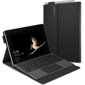 تصویر کیف اسپیگن مدل Stand Folio تبلت مایکروسافت Surface Go 3 / Go 2 / Go به همراه جا قلمی 