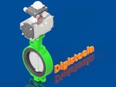 تصویر شیر پروانه پنوماتیک استیل فلنج دار 