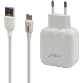 تصویر شارژر هیسکا مدل H-111Q همراه با کابل MicroUSB Hiska H111Q QC3 3.4A Wall Charger