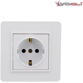 تصویر پریز ارت دار جهان الکتریک مدل ویترا سفید 