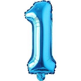 تصویر بادکنک فویلی طرح عدد 1 آبی ا Blue foil balloon number 1 design Blue foil balloon number 1 design