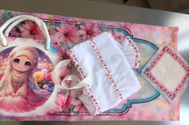 تصویر چادر جشن تکلیف ستایش با کیف و سجاده مخمل - ۱۴۵ cm Pak