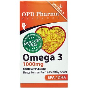 تصویر امگا 3(روغن ماهی) 1000 میلی گرم او پی دی فارما 30 سافت ژل Omega 3 1000mg OPD Pharma 30Softgel