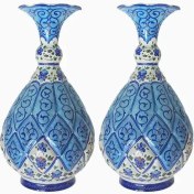 تصویر گلدان میناکاری مسی جفتی 