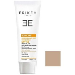 تصویر کرم ضد آفتاب فاقد چربی پوست مختلط و چرب رنگ بژ روشن Skin Sunscreen Tinted Cream Erikeh SPF50 Skin Sunscreen Tinted Cream Erikeh SPF50