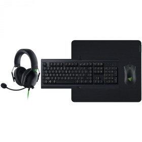 تصویر باندل گیمینگ هدست و کیبورد و موس و موس پد ریزر Power Up Bundle V2 Bandle Gaming Razer Power Up Bundle V2 Headset Keyboard Mouse Mouse Pad