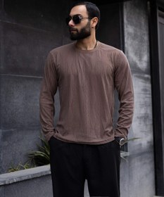 تصویر پیراهن یقه گرد مدل آستین بلند جنس تورین Long sleeve round neck shirt made of Turin