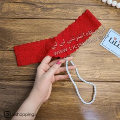 تصویر ست شورت و سوتین زنانه فانتزی مرواریدی گیپور تمام کش مدل فاق و سینه باز کد 1314 Women's underwear set