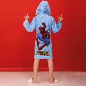 تصویر حوله تن پوش پالتویی کودک پودایران طرح اسپایدرمن - مرد عنکبوتی آبی 