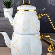 تصویر کتری قوری پاچی مدل مرمر سیاه ا paci black marble teapot kettle paci black marble teapot kettle