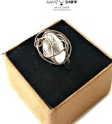 تصویر انگشتر سنگی کوارتز نمونه راف و استثنایی با بافت مفتولی خاص با رکاب استیل فری سایز R17 