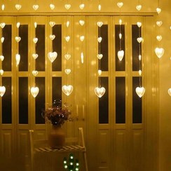 تصویر ریسه پرده قلب آویز 40 تایی 