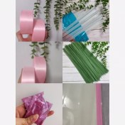 تصویر پک گلسازی رز روبانی رنگ صورتی 