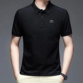 تصویر تیشرت لاگوست مشکی با کیفیت عالی کد LG424 Lacoste Black T-shirt High Quality Copy